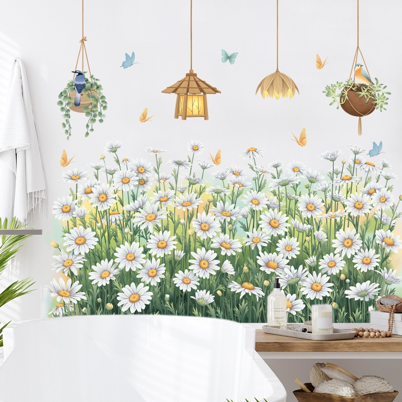 Daisy Skirting Stiker Dinding Hias Lampu Plafon Kamar Anak Kamar Tidur Background Removable Wallpaper