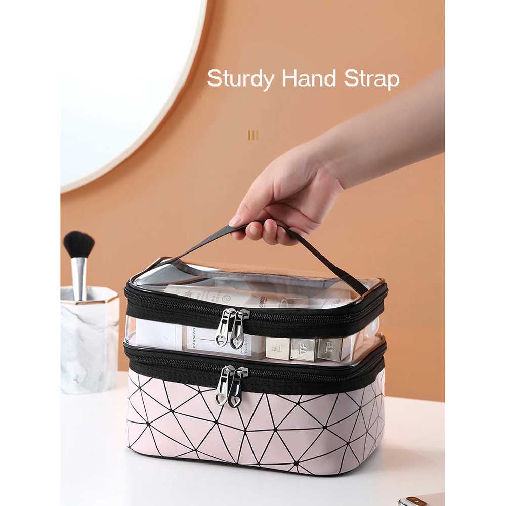 Tas Kosmetik Make Up Travel Wanita Tas Jinjing Besar Desain Simpel Resleting Travel Bag Multifungsi