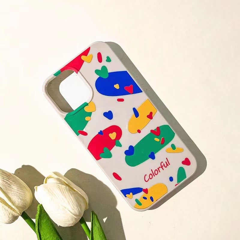 IPHONE Ins Pola Cat Minyak Cocok Untuk Iphone14 14pro 14plus 13 13mini 13pro 13prm iPhone12 7Plus 8Plus Xr XS 13 12mini Pro Max Empat Sudut Casing Ponsel Tahan Guncangan