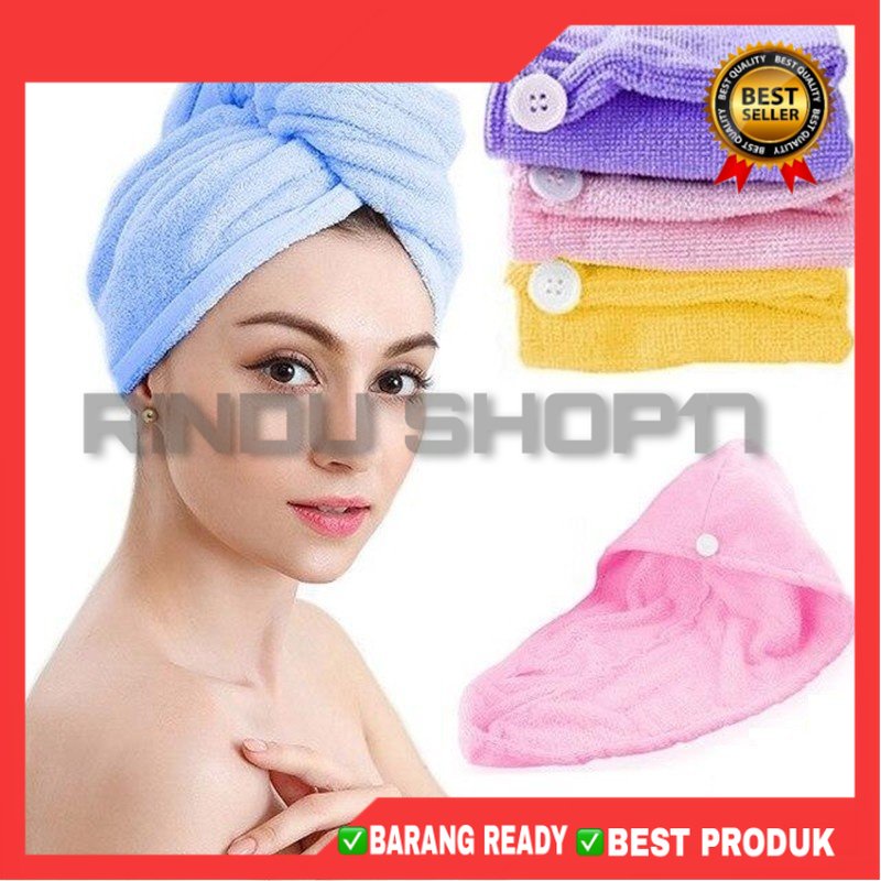 (RS)Handuk Keramas Pengering Rambut Microfiber / Hair Drying Towel Cap Handuk Kepala Keramas Turban Serat Micro Pembungkus Rambut Basah Cepat Kering Quick Dry Dryer