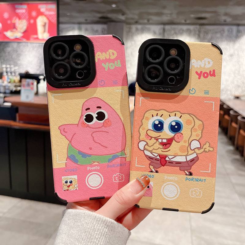 Funny Photo SpongeBob &amp; Patrick Star Soft Case HP iP iPhone 6 6S 7 8 14 + Plus SE 2020 X XS XR 11 12 13 Pro Max New Casing Apple