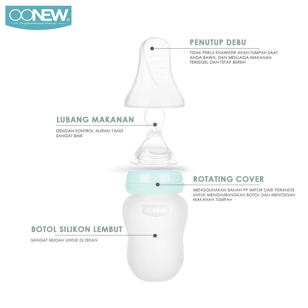 OONEW Silicone Baby Bottle with Spoon Feeder