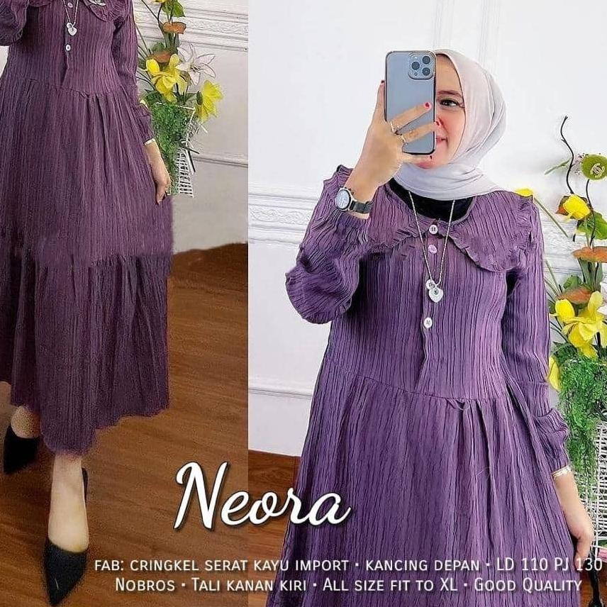 ✷ NEORA DRESS MIDI CRINKLE / GAMIS JUMBO / GAMIS BUSUI / GAMIS POLOS CRINGKLE SERAT KAYU LADY CRUSH 