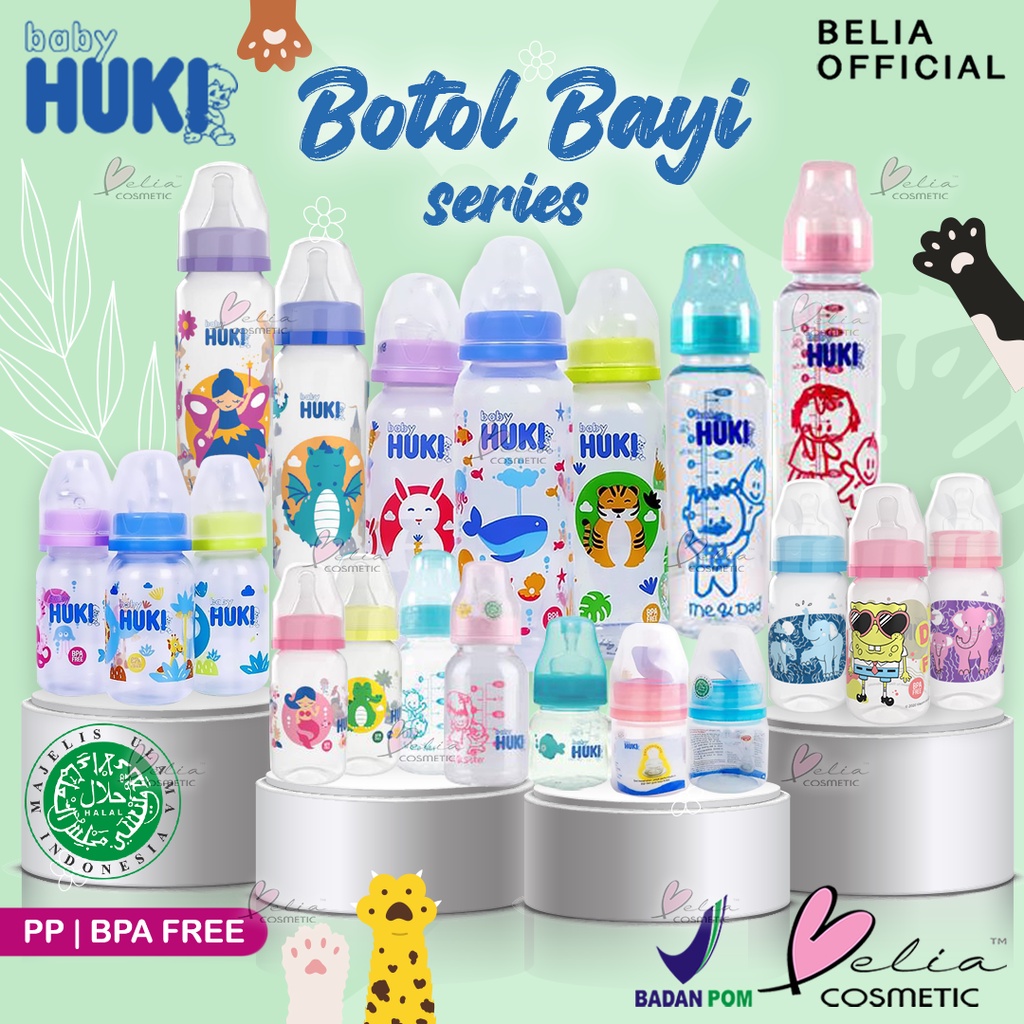 ❤ BELIA ❤ BABY HUKI Baby Bottle Animal Spongebob Series 60 mL 120 mL 240 mL | botol dot minum susu bayi HALAL