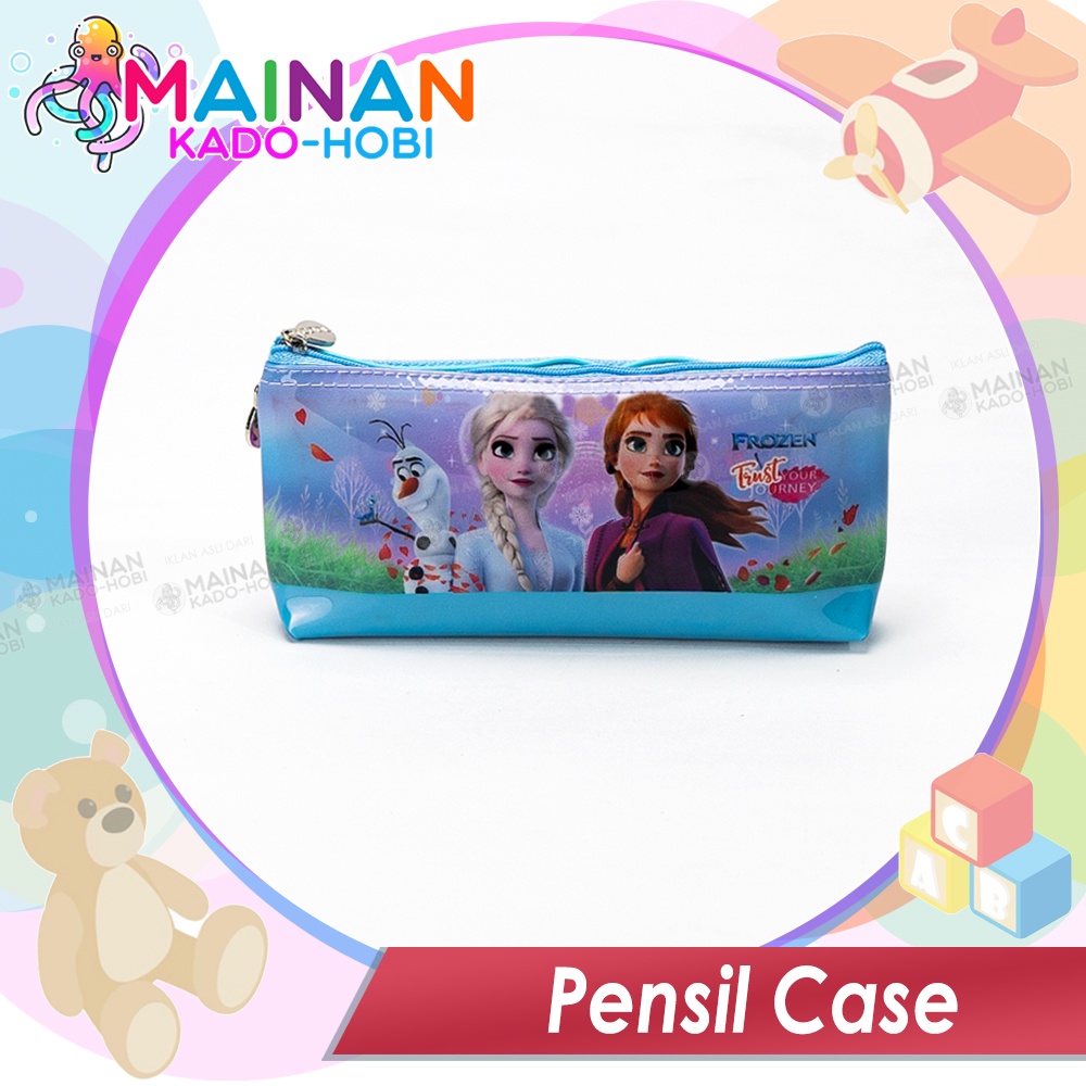 SOUVENIR PENCIL BAG KOTAK PENSIL RESLETING KARAKTER FROZEN ANAK PEREMPUAN