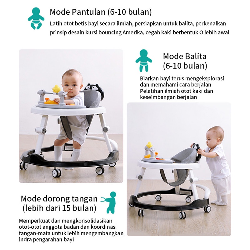 Baby Walker Lipat Musik Mainan Membantu bayi Anda belajar berjalan