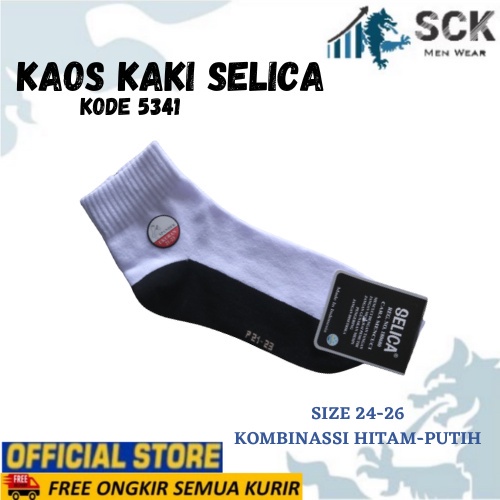 Kaos Kaki Sekolah Panjang SELICA 5341 Kombinasi Putih-Hitam / Kaus kaki TK SD SMP SMA SMU SMK GROSIR