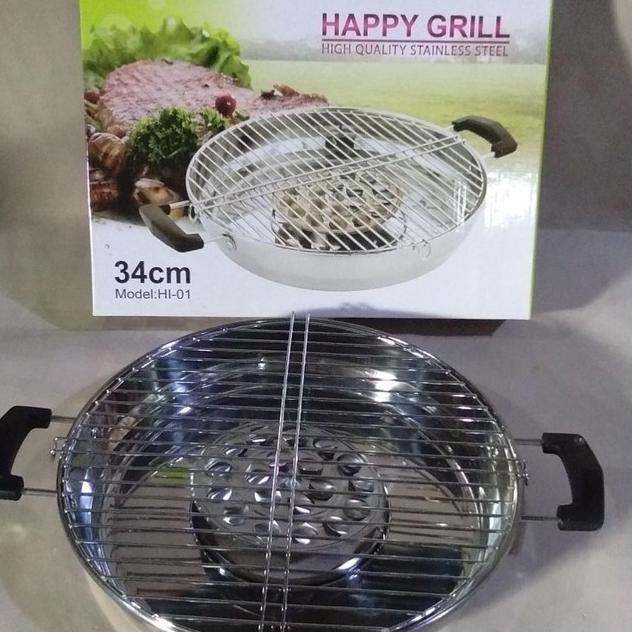 Ω Alat Panggang  BBQ , Kompor Gas - Panggangan Pemanggang Sate Dan Sosis Bakar HAPPY GRILL STEEL ➧