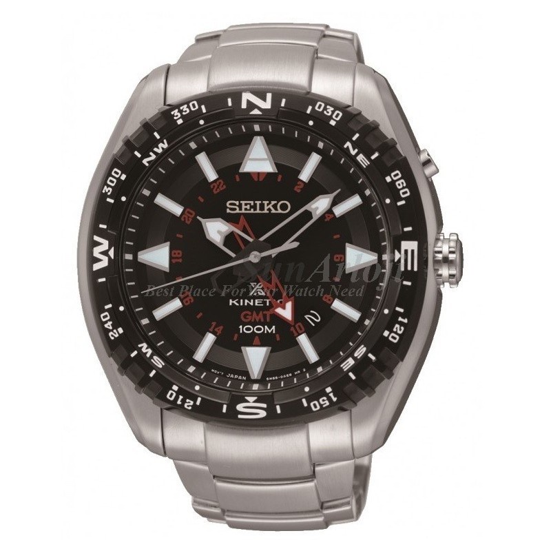 Seiko SUN049P1 / SUN049 Prospex Land Kinetic GMT Silver Black Red