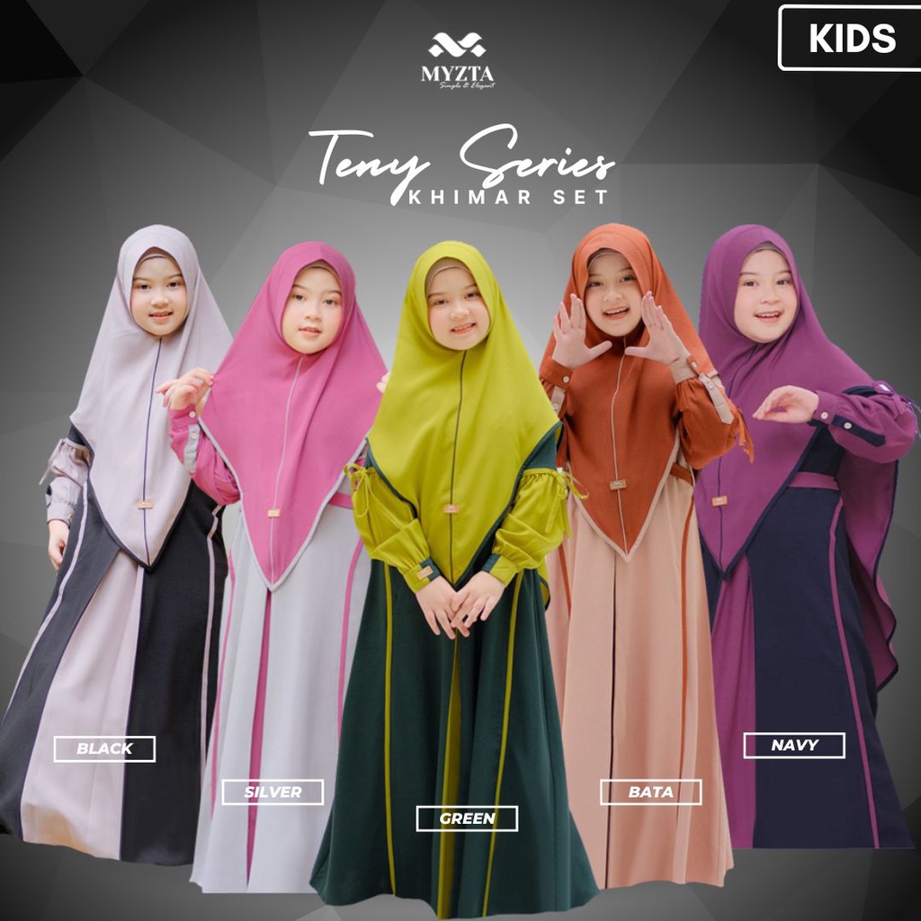 Myzta Teny Gamis Abaya Dress Only DO Anak Kids Navy Cream Silver Black