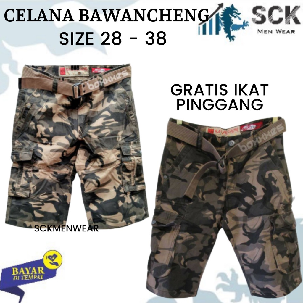 Celana Pendek Bawancheng Loreng Size 28-42 Halus / Bawahan Pria Motif Doreng - sckmenwear GROSIR