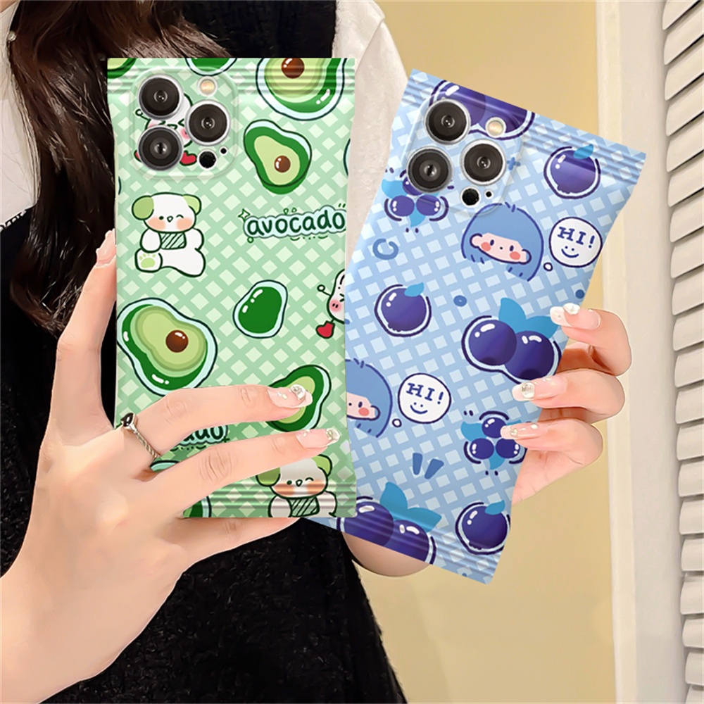 Case Beruang Kartun Samsung A04s A23 A03s A32 A13 A03 A22 M22 M32 A12 A31 A02s A21s A20 A52 A52s A53 A51 A71 Blueberry Cewek Dan Avocado TPU Soft Phone Cover