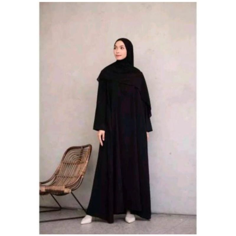 Abaya Hitam Polos Simple / Gamis Wanita Remaja Pondok / Dress Arab Saudi Turki Terbaru Termurah / Ol