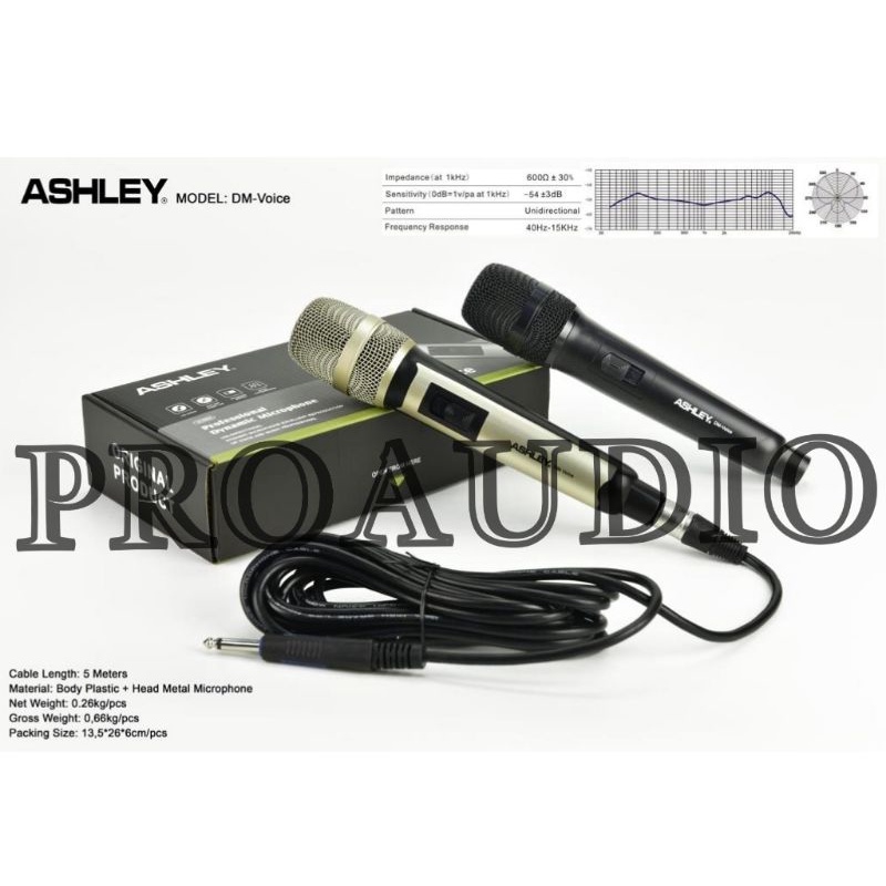 Mic Kabel Ashley DM-VOICE DM VOICE DMVOICE Kabel Panjang 5 Meter New