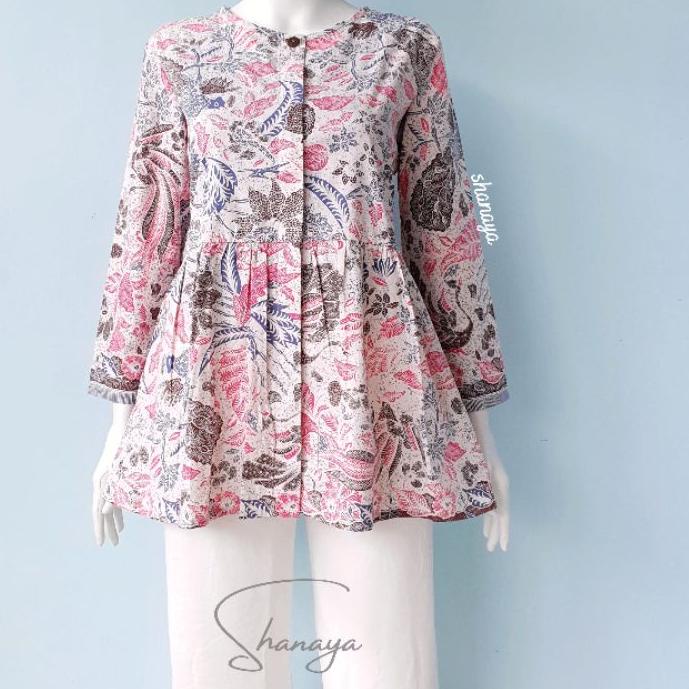 ✓ Shanaya Batik Blouse Semi Peplum 3 Negeri Blus batik kerja Cantik Modis Elegan