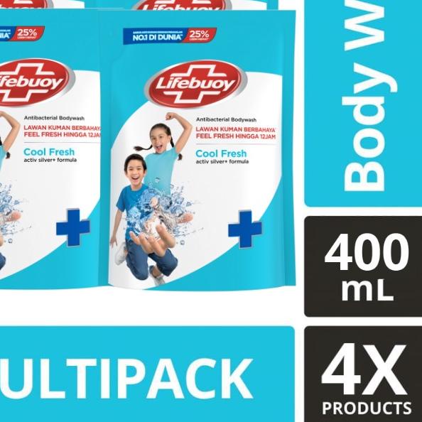 ✱ Lifebouy Sabun Cair Cool Fresh Refill 400ml (Paket Isi 4) ✤