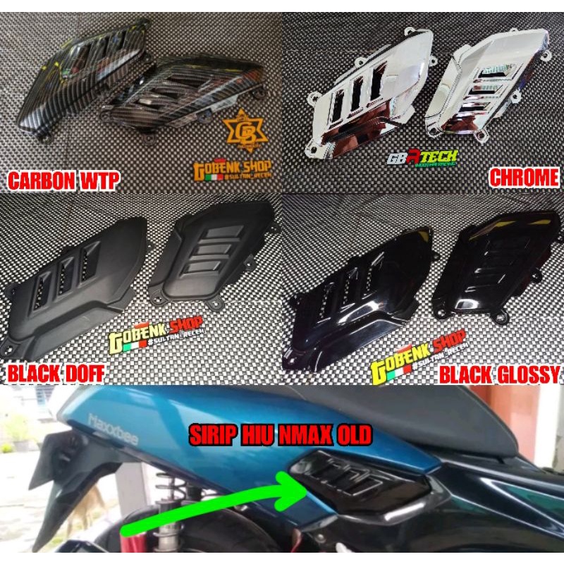 COVER BODY SAMPING SIRIP HIU NMAX OLD HITAM GLOSSY HITAM DOFF DAN CARBON
