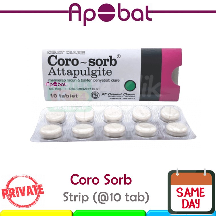 - ApObat - Coro-Sorb STRIP 10 Tablet Obat Diare Mencret Coro - Sorb Norit Penyerap Racun Bakteri Cor