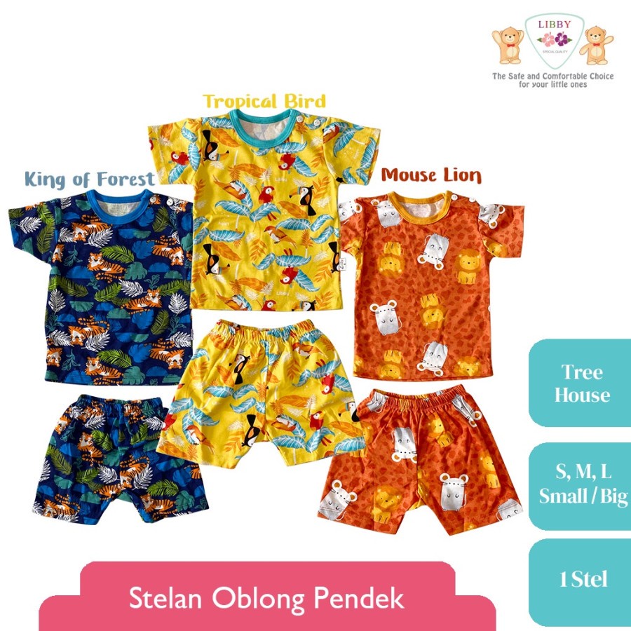 LIBBY Stelan Oblong Pendek Motif Tree House-S,M,L,2L,XL,XXL