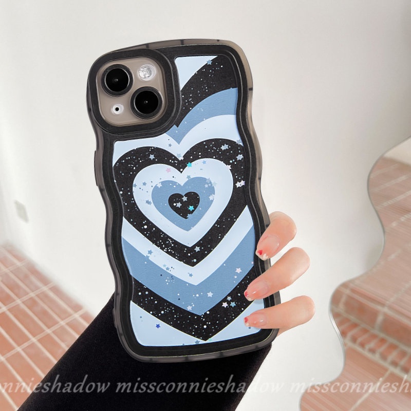 Gradasi Love Heart Case OPPO A15 A17 A12 A16s A16 A3s A95 A52 A57 A96 A7 A53 A55 A17K A77s A5s A74 A54 A1k A76 A77 A5 A9 A16K Reno 86 7Z 8Z Bling Bintang Wavy Edge Soft Tpu Sarung