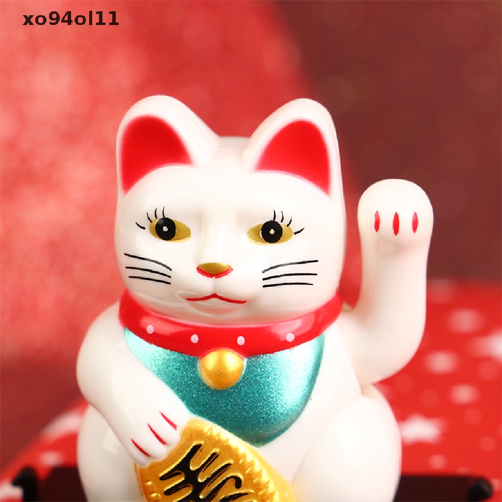 Xo Mini Fashion Art Craft Solar Miniatur Kucing Keberuntungan Kartun Lucky Cat Figurine OL