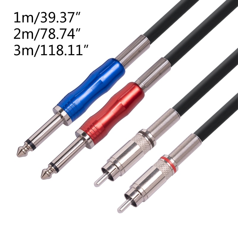 Zzz Kabel Line 2x 6.35mm Male-TS to 2x RCA Male PVC Housing Adapter Cord Kawat