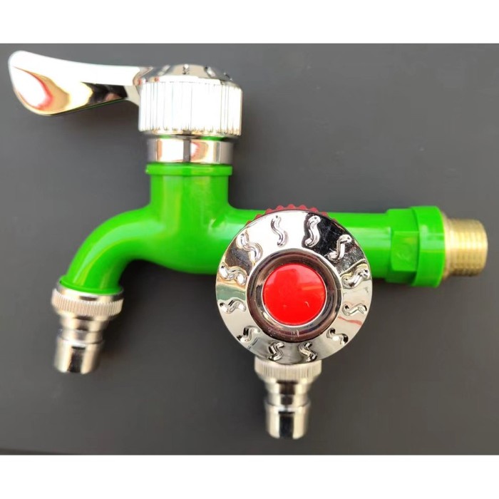 Keran Cabang Shower ABS Kran Air Double Plastik Kran Cabang 2