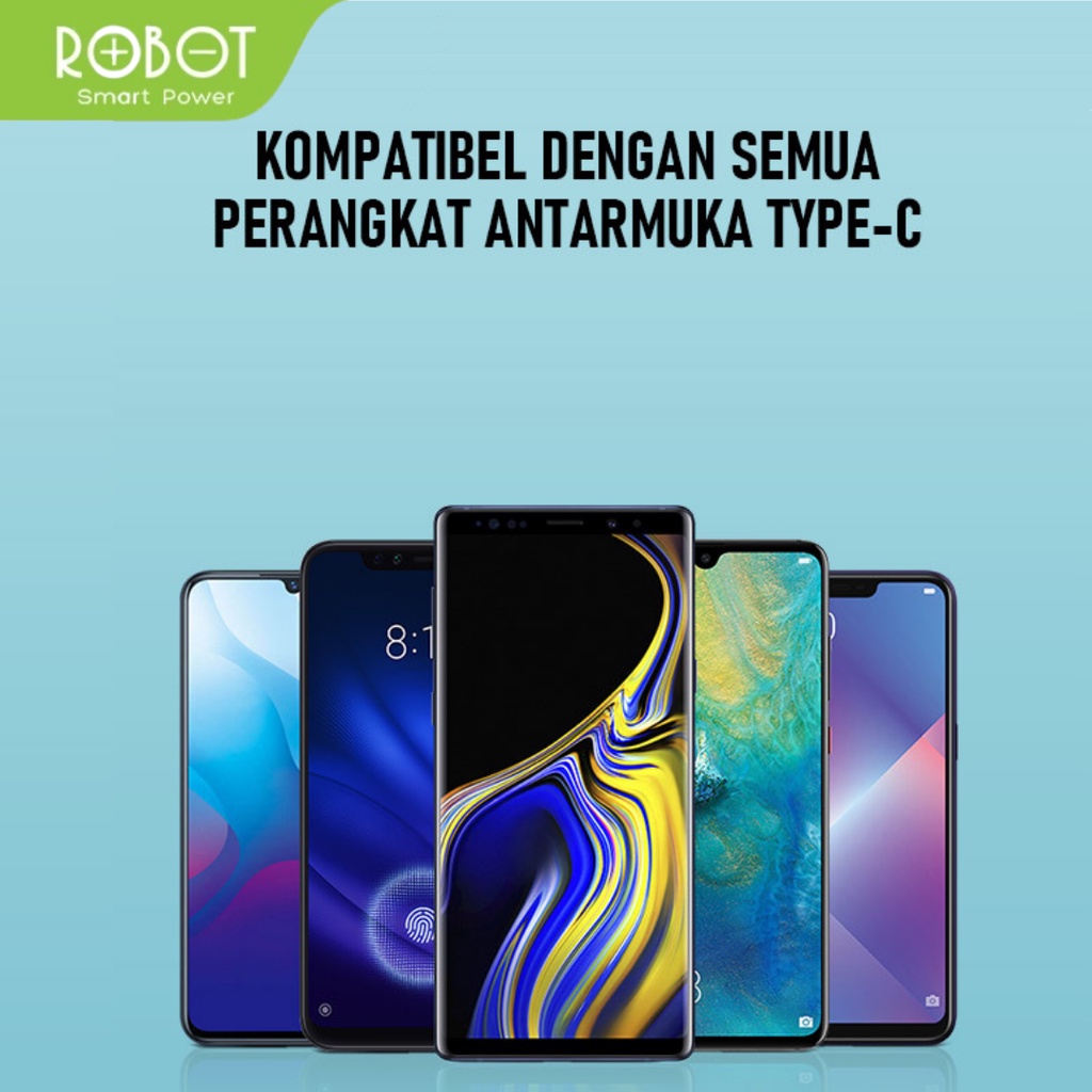 ROBOT RT-AC100 USB-C Type C Kabel Data Cable Colorful 2.4A 1M For Android - WARNA DI KIRIM RANDOM - Garansi Resmi 1 Tahun