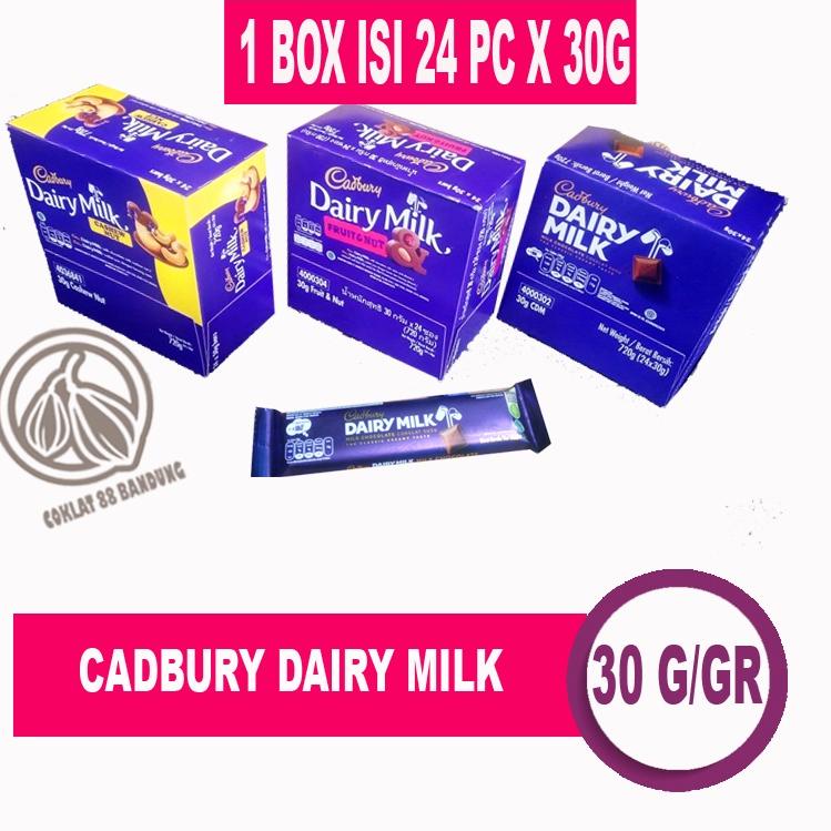 

♨ CADBURY DAIRY MILK 30 GR/GRAM BOX ISI 24 PCS, COKELAT CADBURY 30G/GR X 24PC ♧