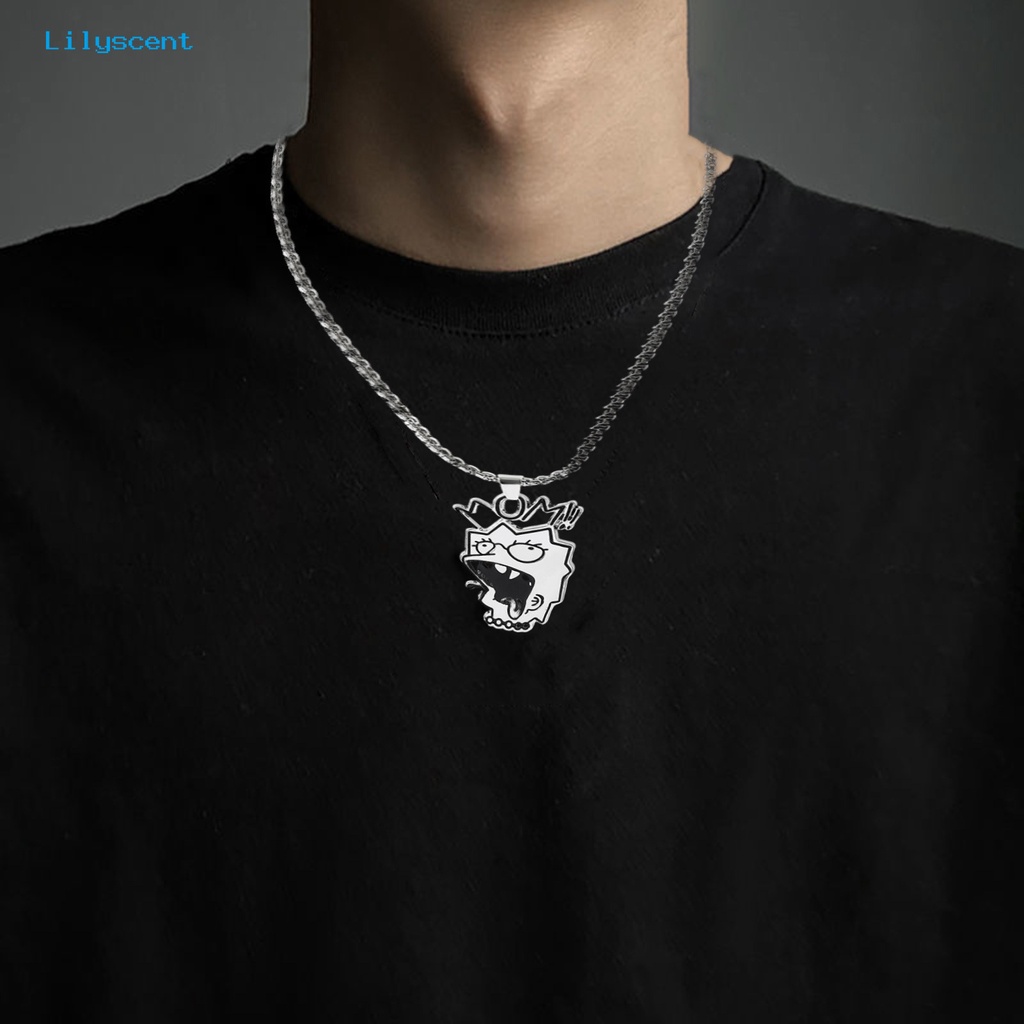 [LS] Liontin Kalung Adjustable Ringan Mudah Dipakai Alergi Gratis Lucu Hias Titanium Steel Hip Hop Kalung Dengan Liontin Kartun Hadiah Untuk Remaja