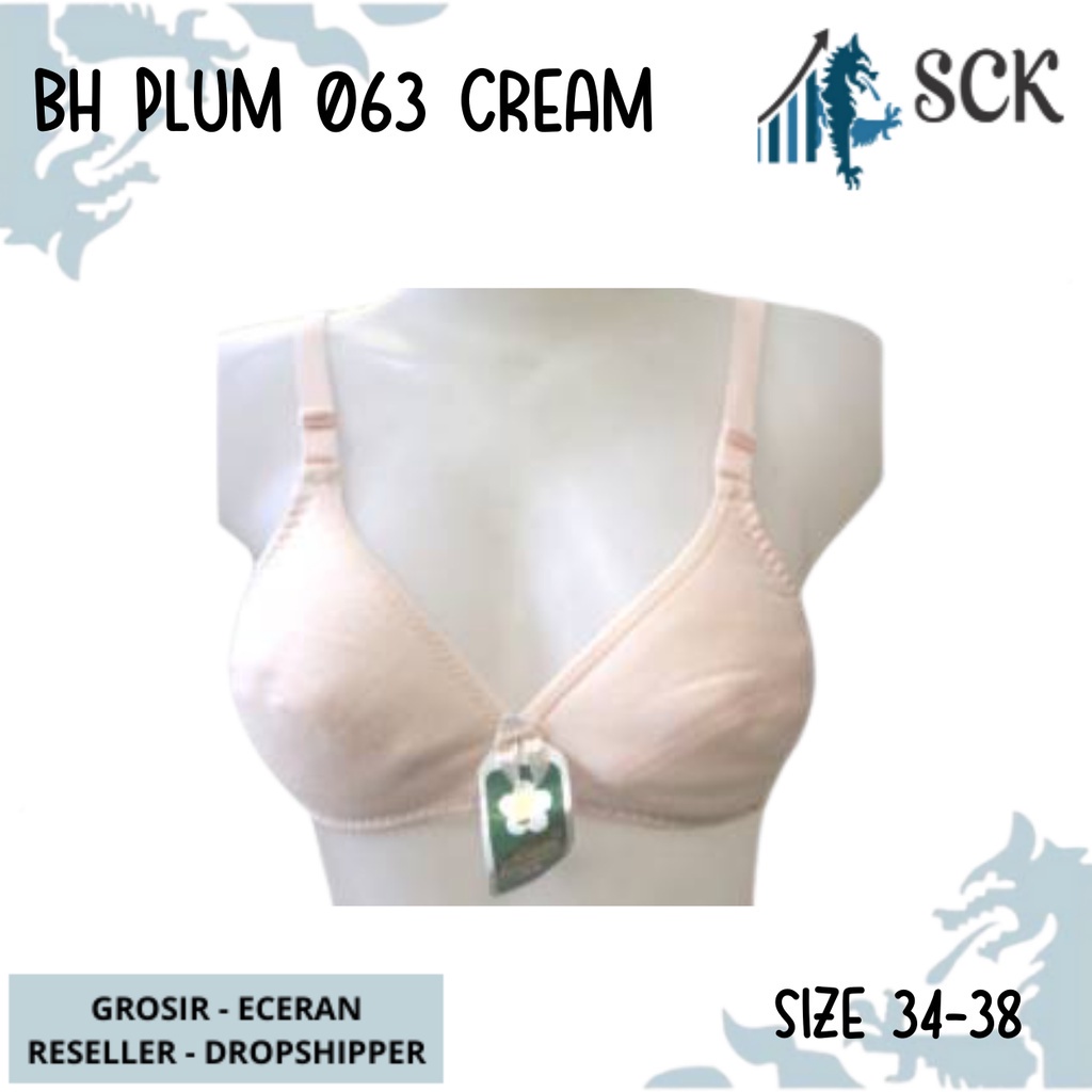 BH PLUM 063 Size 34-38 Warna Cream Kait 1 / BH Busa Tipis Tanpa Kawat Original - sckmenwear GROSIR