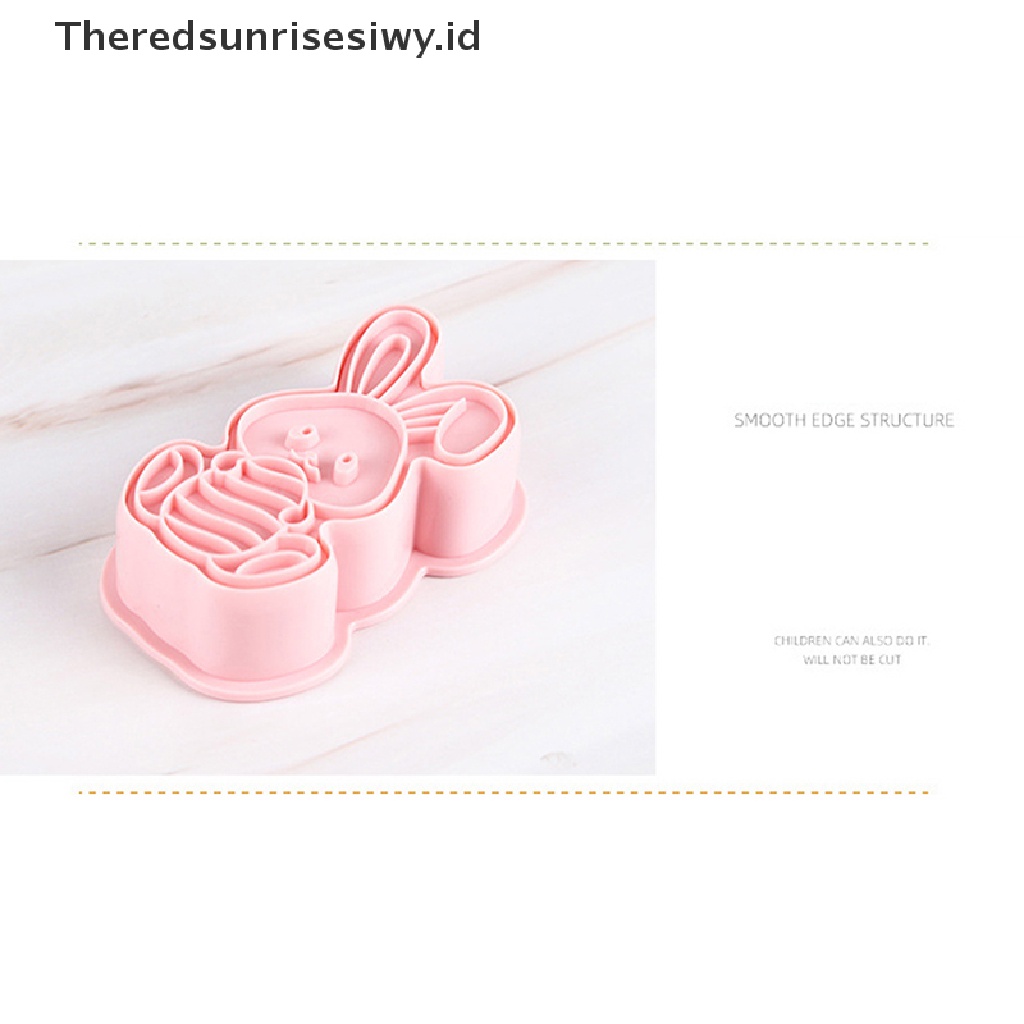 # Baju Lebaran # 6pcs Cetakan Biskuit Kelinci Paskah Plastik Bunny Egg Cookie Cutter Stamp Embosser~