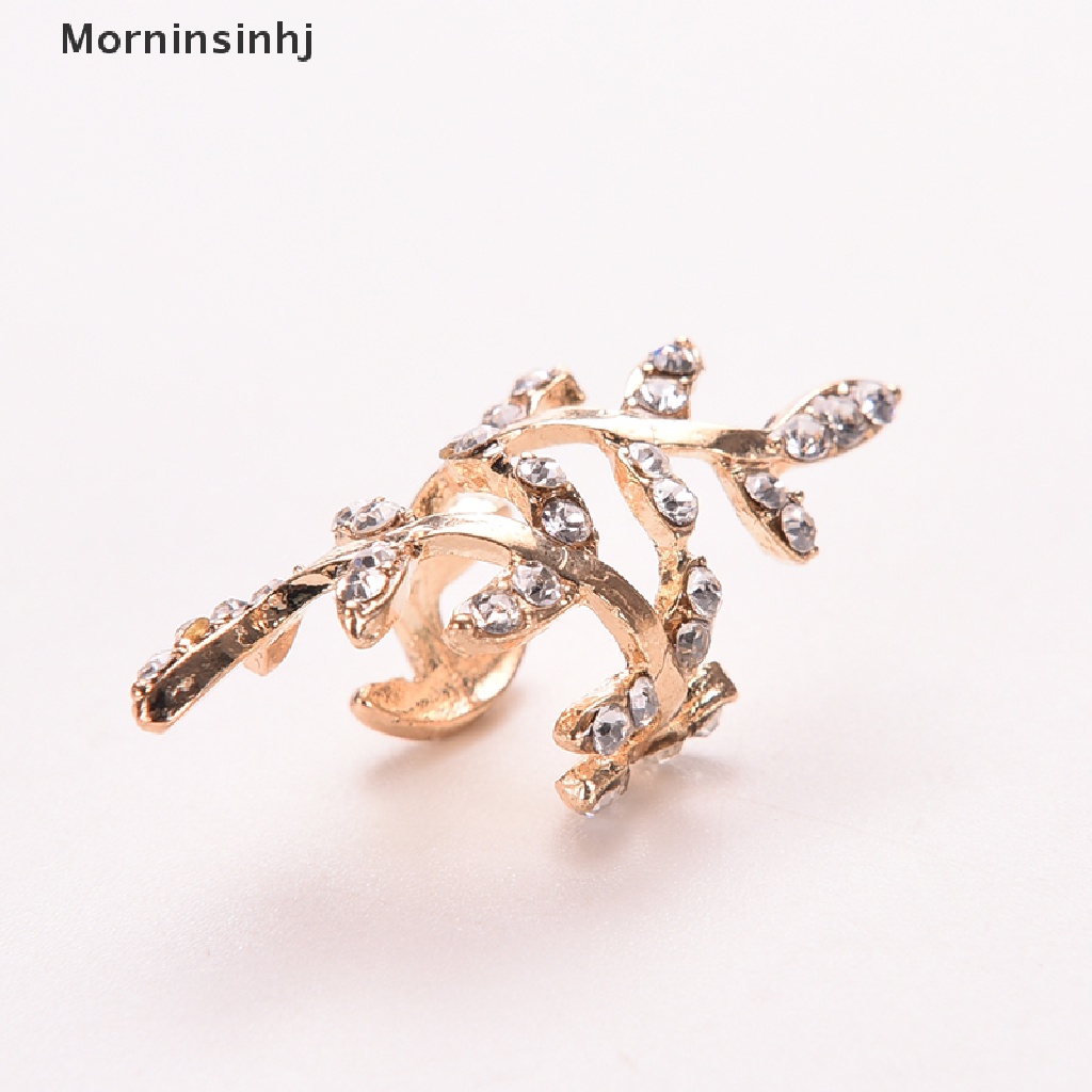 Mornin Wanita Punk Rock Retro Earings Kristal Daun Manset Telinga Warp Klip Telinga Klip Earings id