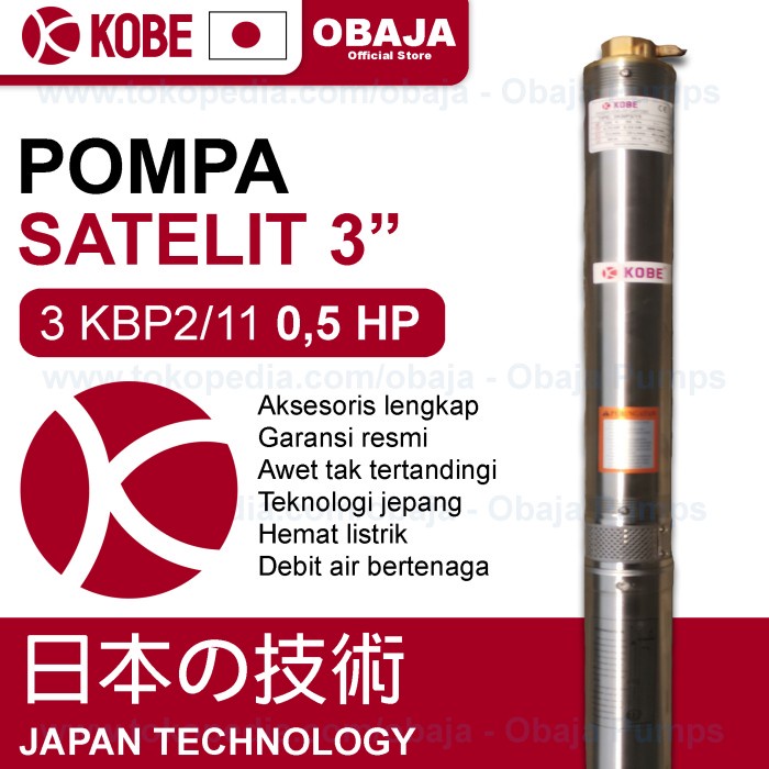 KOBE Pompa Satelit 3 inch 0.5 HP/ Pompa Submersible Kobe