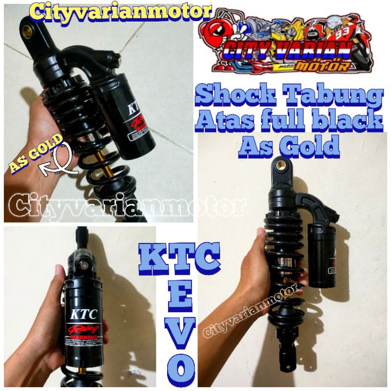 SHOCK SHOCKBREAKER TABUNG ATAS KTC FULL BLACK AS GOLD SHOCK KTC EVO TABUNG ATAS FULL BLACK AS GOLD MATIC 330MM 310MM VARIO 125 NEW VARIO 150 NEW VARIO 160 BEAT SCOOPY NEW BEAT STREET MIO SOUL GT FINO FAZZIO LEXI XEON GT