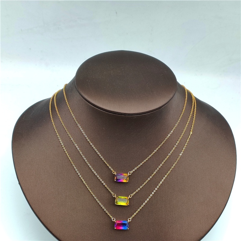 Ladies Necklace Color Zircon Perhiasan Kalung Berwarna Berlian Liontin Hadiah Ulang Tahun Aksesoris Fashion