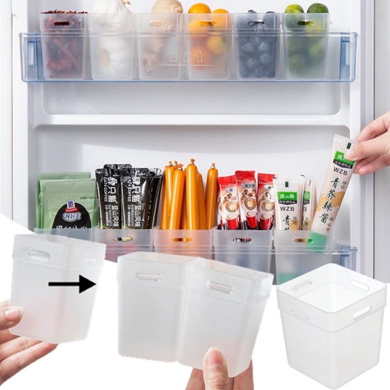 [Unggulan] Fridge Organizer Food Fresh Storage Box Kulkas Pintu Samping Sayur Buah Bumbu Organizer Case Wadah Klasifikasi Makanan Multifungsi Aksesoris Dapur