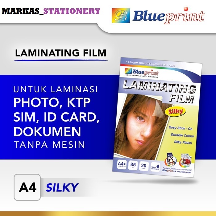 

Kertas Film Laminating A4 BLUEPRINT Laminating Silky Cold - 20 Lembar