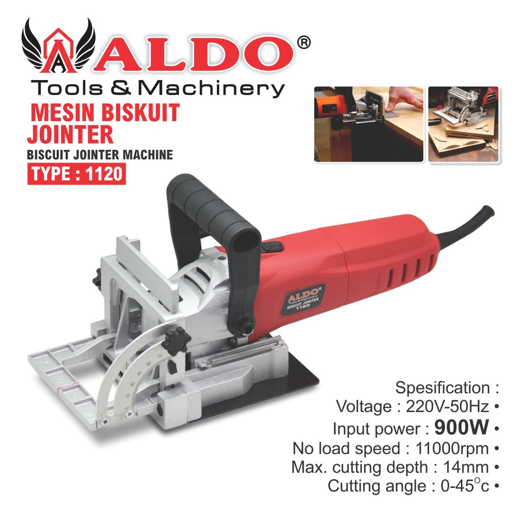 MESIN BISCUIT JOINTER / BISKUIT JOINTER / PENYAMBUNG PAPAN TYPE : 1120 MERK ALDO