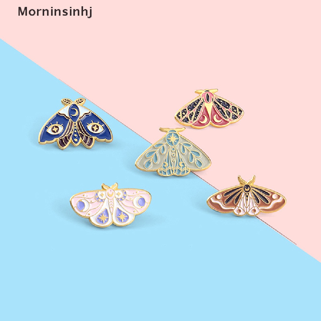 Mornin Warna Ngengat Enamel Pin Art Paing Serangga Tas Bros Kerah Lencana Kartun Perhiasan id