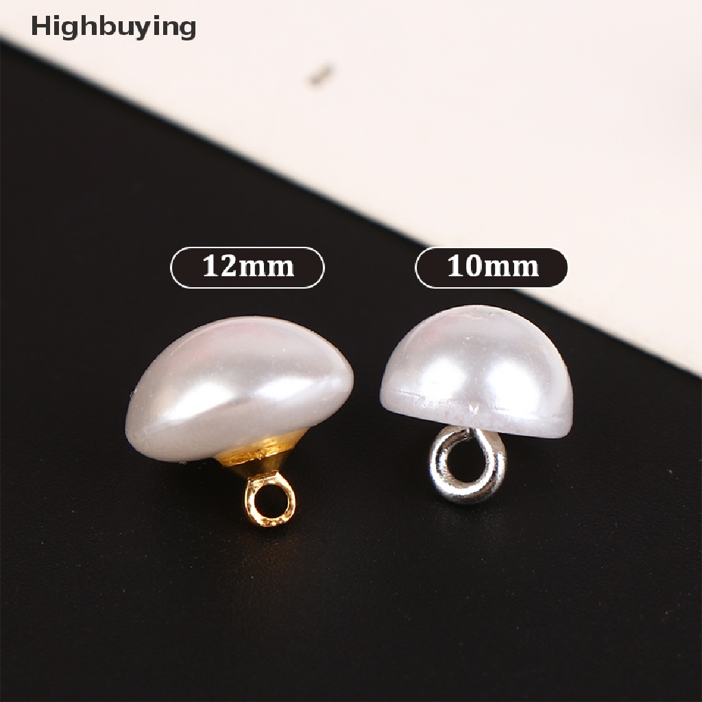 Hbid 10Pcs 10mm / 12mm Mushroom Faux Plastic Shirt Semicircle Pearl Buttons Shank Button For Clothing Decorative Mini Sewing DIY Glory