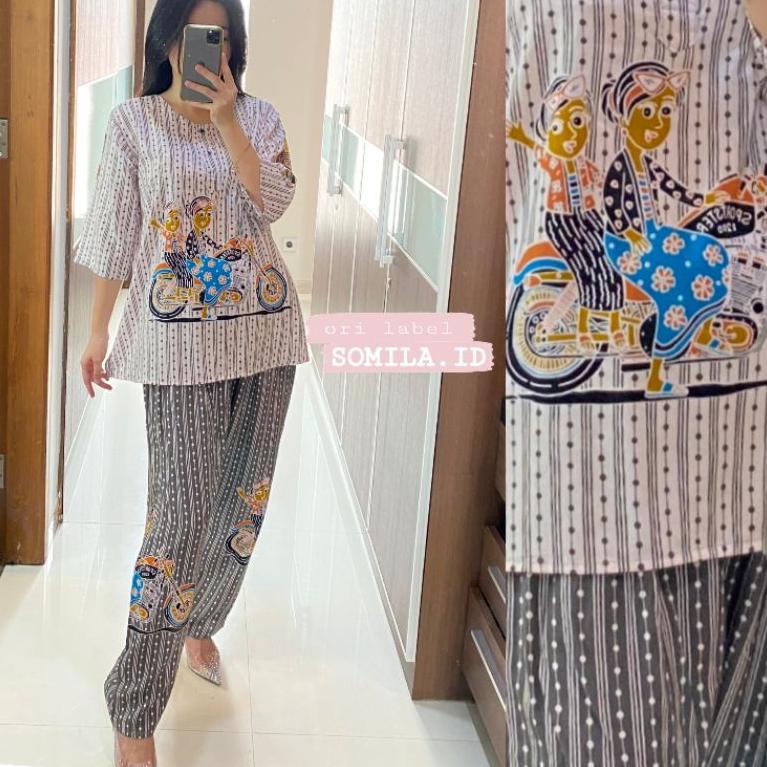 STOK TERBATAS GROSIR KULOT ONE SET TERBARU BUSUI JUMBO RC ASMARA LENGAN 7/8 PANJANG PIYAMA BATIK BU 