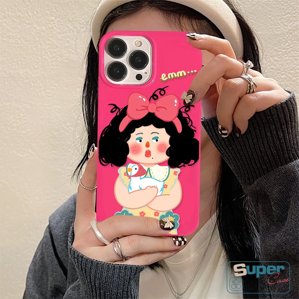 IPHONE Glossy Kartun Permen Lucu Imut Gadis Case Kompatibel Untuk Iphone11 13 14 12 Pro Max XR 7 8 Plus X XS Max SE 2020 Kamera Perlindungan Tahan Guncangan Ros Merah Lembut Tpu Silicon Back Cover