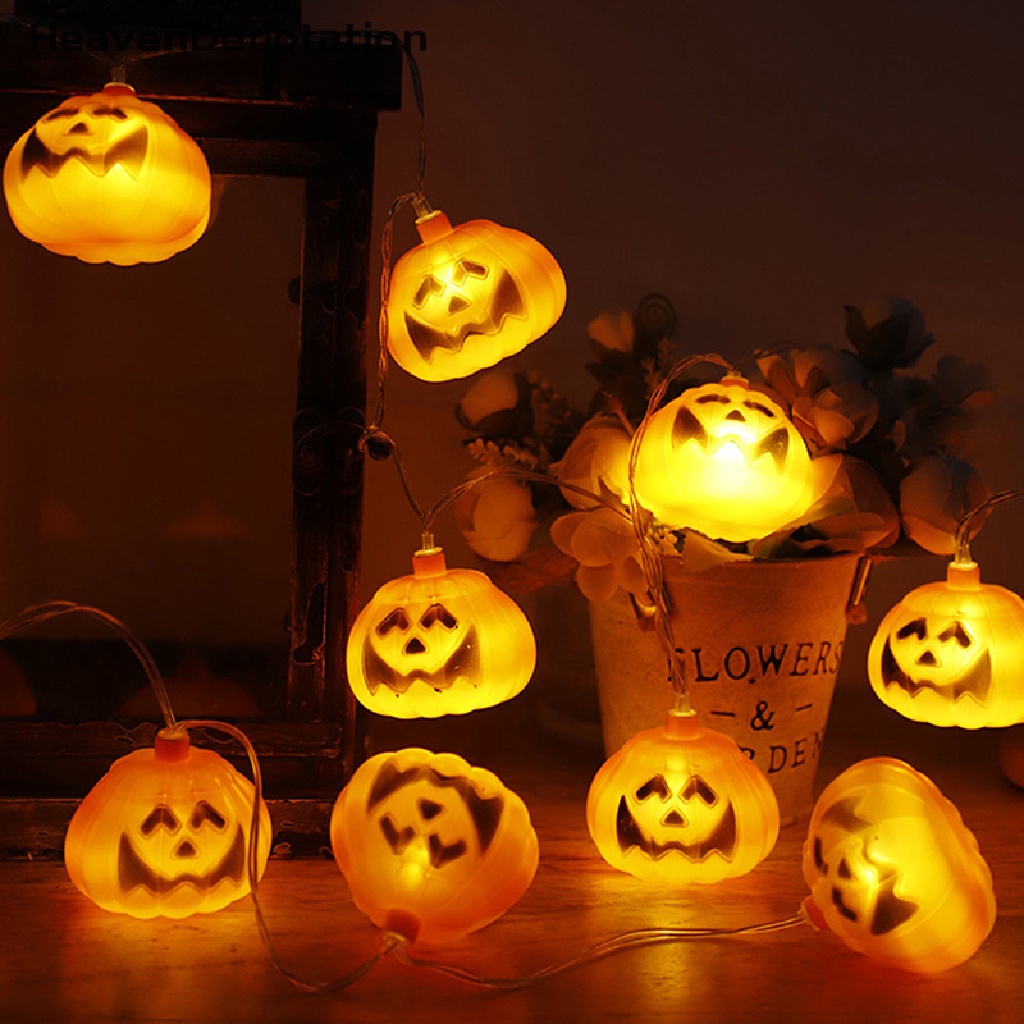 [HeavenDenotation] 2m 10lampu LED Horror Halloween Lampu Labu String Lampu DIY Gantung Pesta HDV