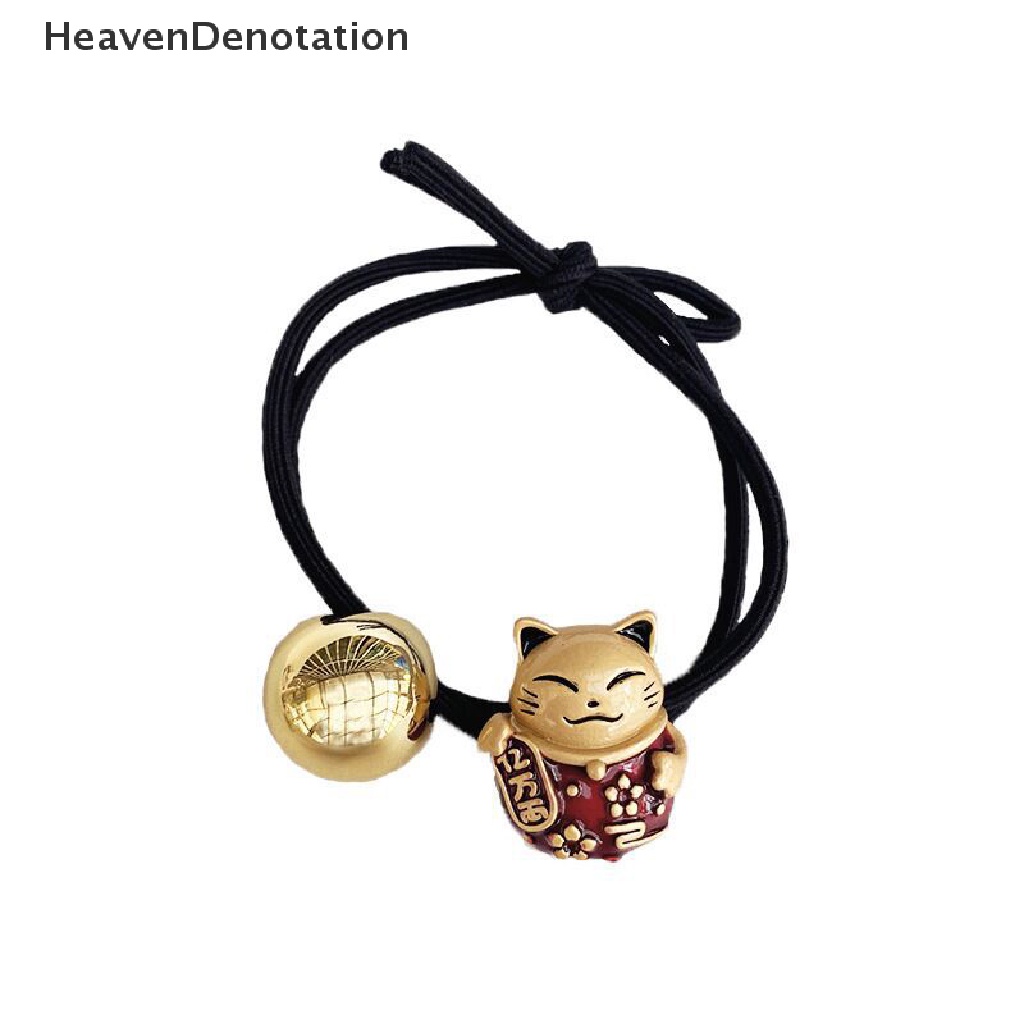 [HeavenDenotation] 1pc Kartun Resin Beruntung Kucing Kepala Tali Gelang Dual Purpose Sederhana Hiasan Kepala HDV