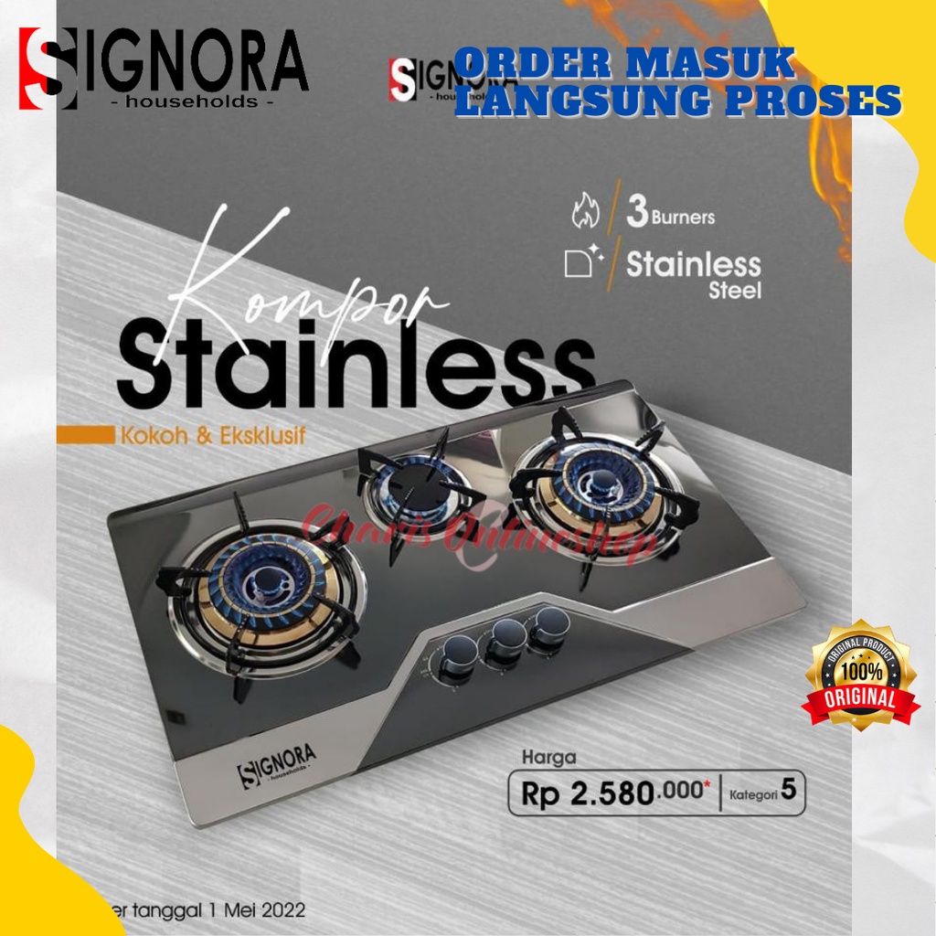 SIGNORA | New Kompor Gas Stainless Api Biru [AGEN RESMI JAKARTA]