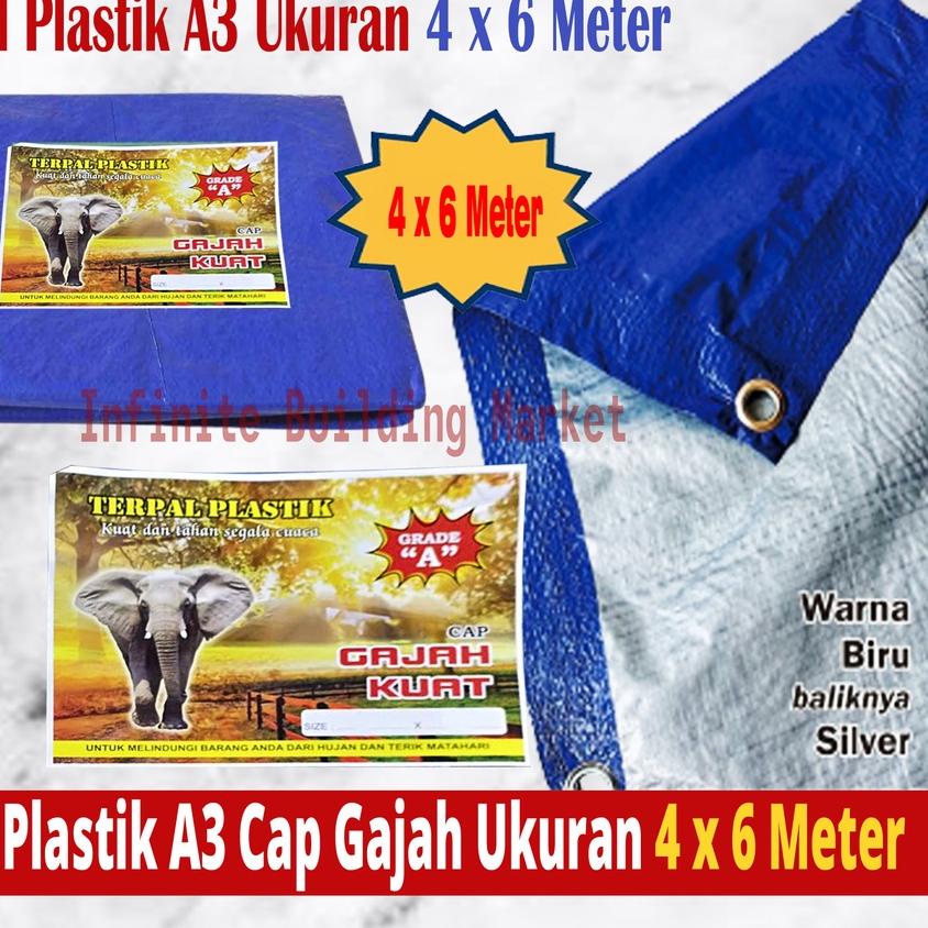 ➫ Terpal Plastik Tenda A3 4 x 6 Meter Tebal Murah Terpal Cap Gajah Kuat ✈
