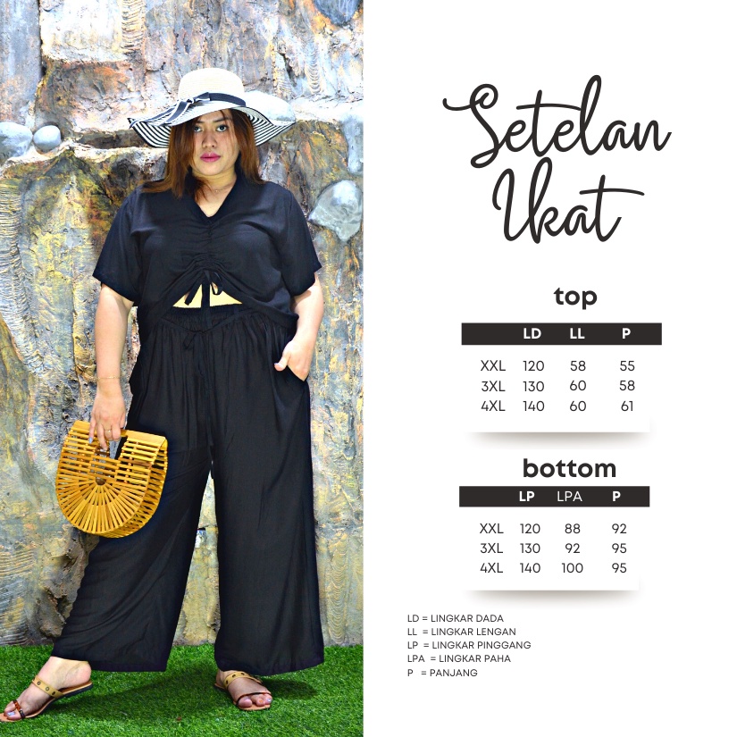 Balicihui Setelan Ikat Jumbo Set Wanita Set Plus Size Setelan Big Size Two Piece Set (TANPA KEMBEN)