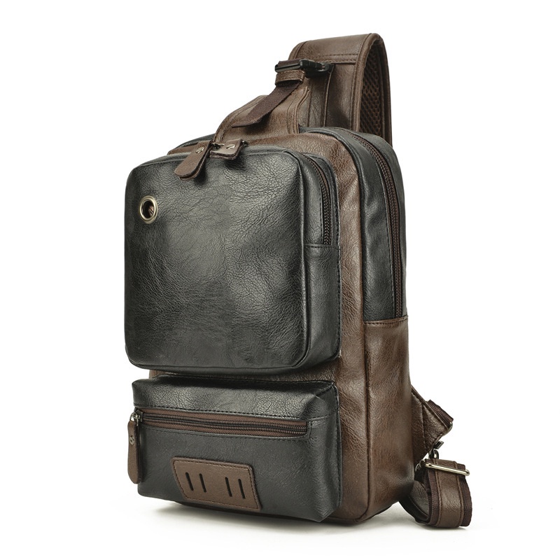 IMURA | Tas selempang tas sling bag tas tas kulit Pria Penuh PU Fashion Tas Dada Tas Bahu Tas Messenger Kapasitas Besar Kasual Tas Besar
