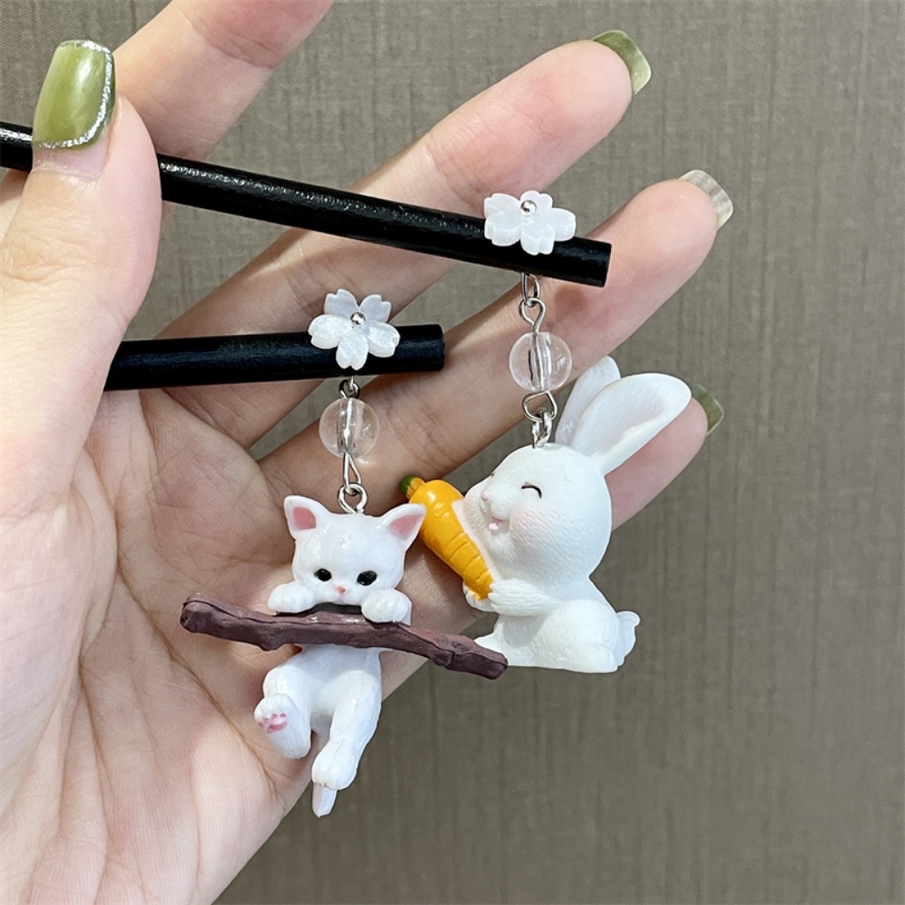 Deartiara2023 Indah Kelinci Beruntung Jepit Rambut Perempuan Sederhana Modern Jepit Rambut Kartun Antik Jepit Rambut